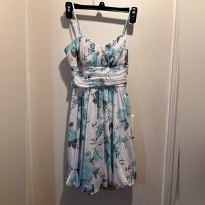 Speechless Strapless Dress in Blue and White Floral